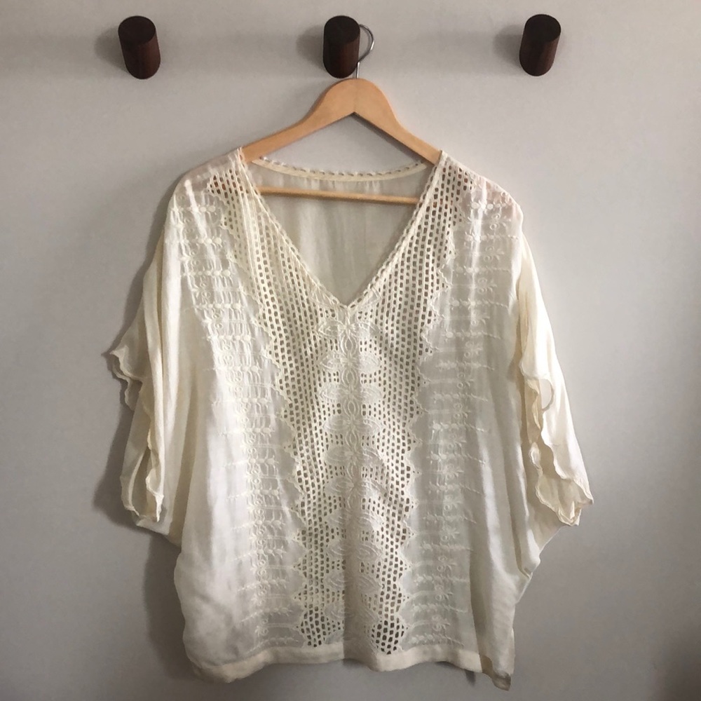 Embroidered Modal/Silk top